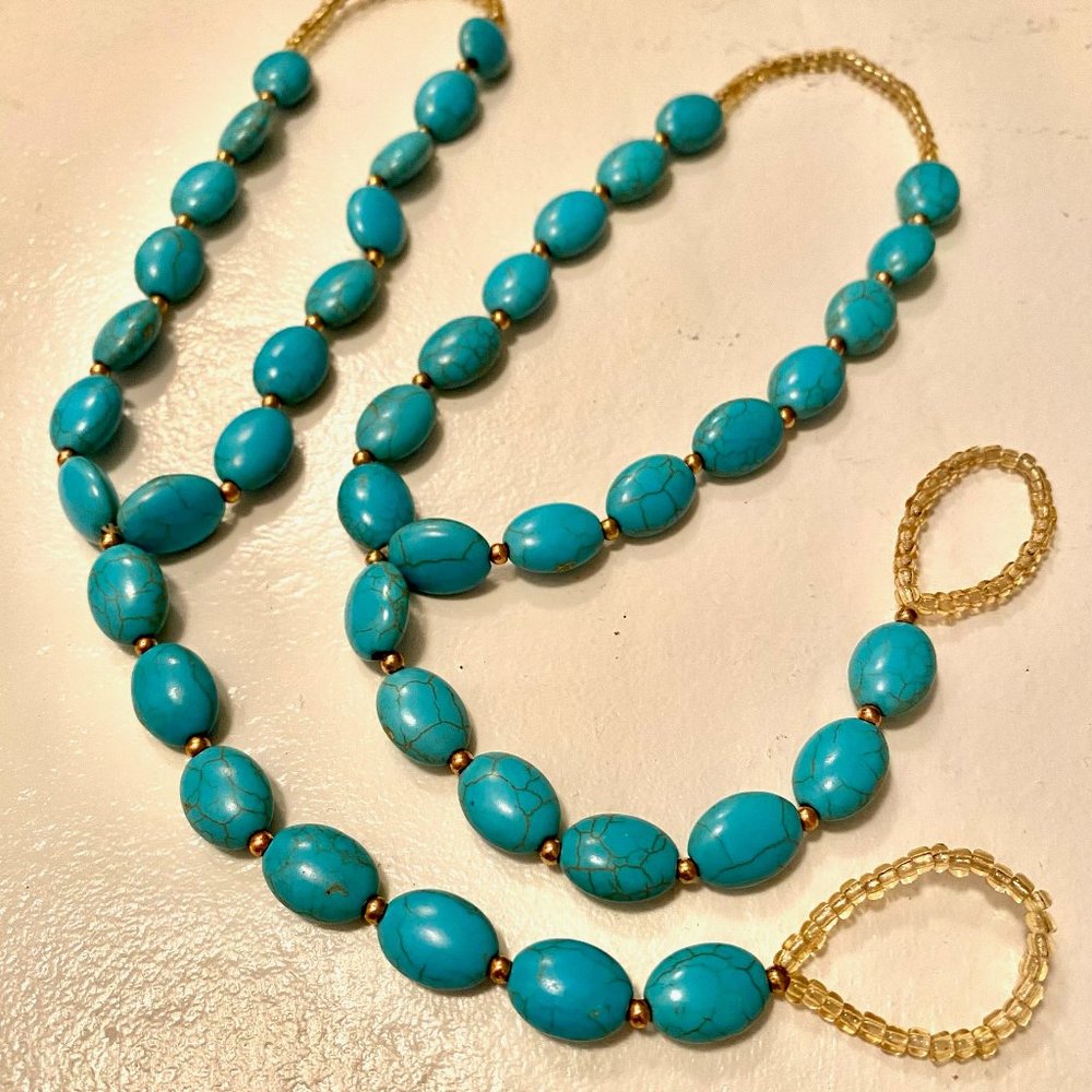 Turquoise toe chain anklet